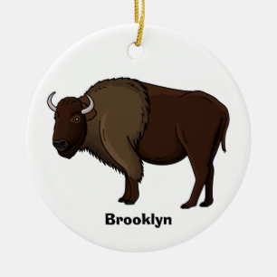 illustration av den amerikanska bison buffalo i ly julgransprydnad keramik
