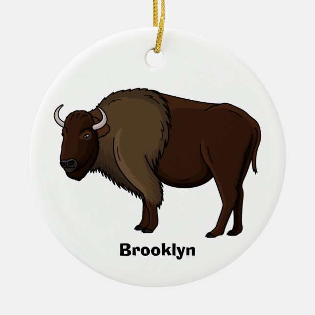 illustration av den amerikanska bison buffalo i ly julgransprydnad keramik (Framsidan)
