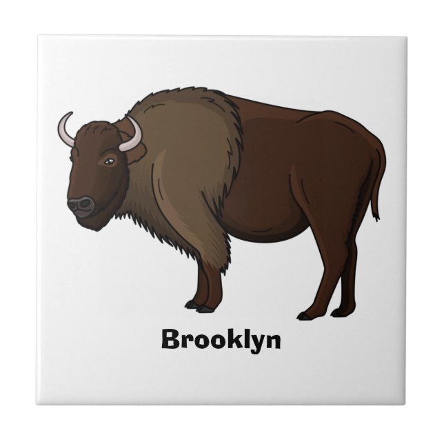 illustration av den amerikanska bison buffalo i ly kakelplatta (Framsidan)