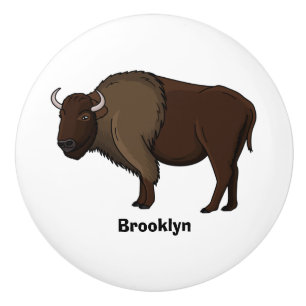 illustration av den amerikanska bison buffalo i ly knopp