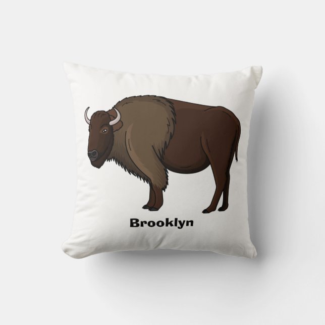 illustration av den amerikanska bison buffalo i ly kudde (Framsida)