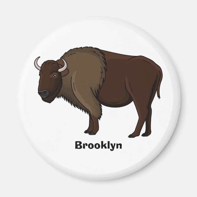 illustration av den amerikanska bison buffalo i ly magnet (Framsidan)