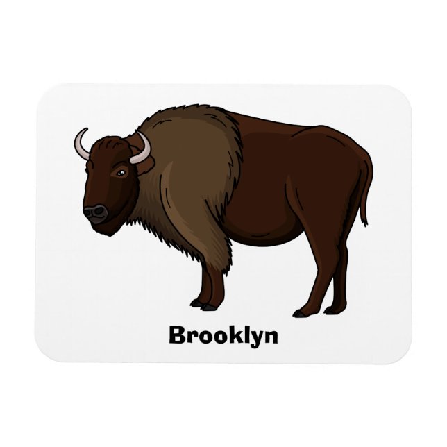 illustration av den amerikanska bison buffalo i ly magnet (Horisontell)