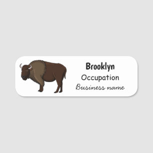 illustration av den amerikanska bison buffalo i ly namnbricka