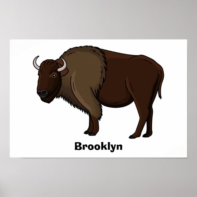 illustration av den amerikanska bison buffalo i ly poster (Framsidan)