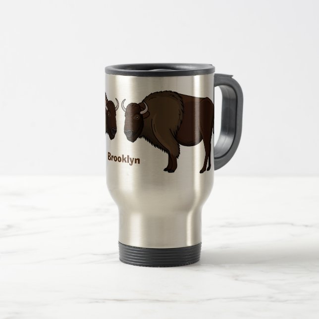 illustration av den amerikanska bison buffalo i ly resemugg (Framsida höger)