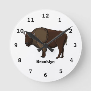 illustration av den amerikanska bison buffalo i ly rund klocka