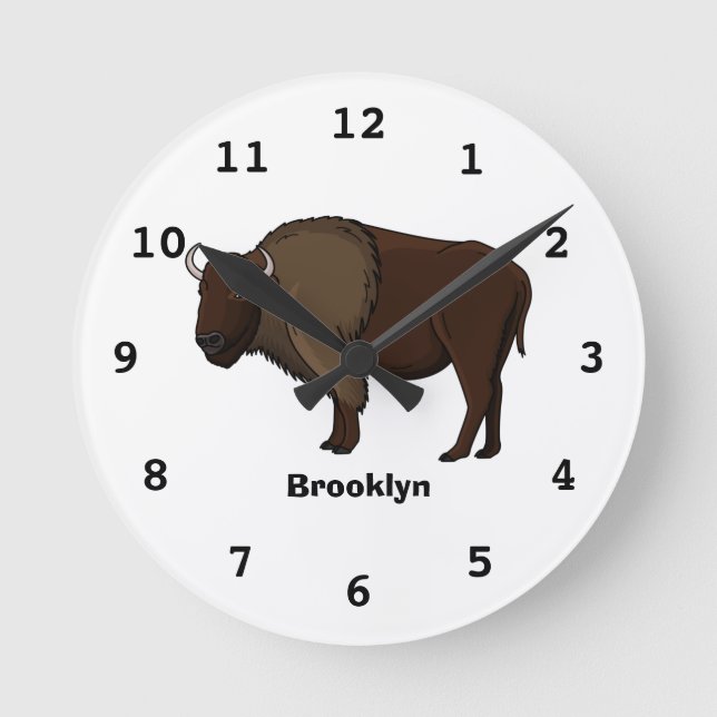 illustration av den amerikanska bison buffalo i ly rund klocka (Framsida)