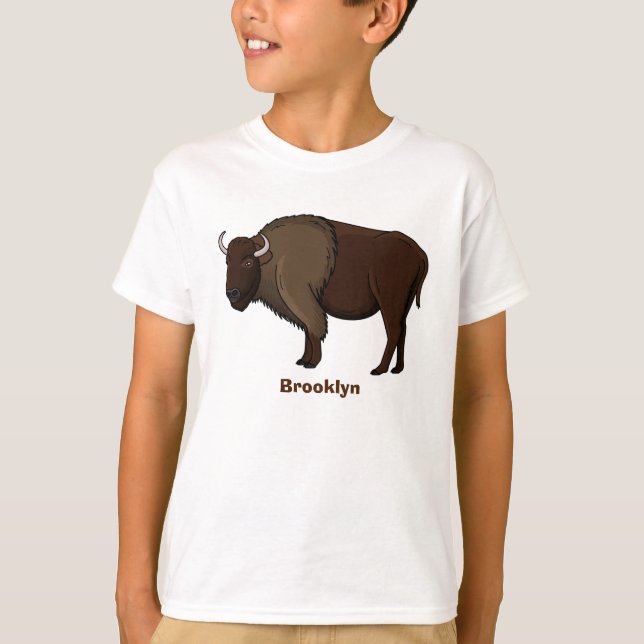 illustration av den amerikanska bison buffalo i ly t shirt (Framsida)