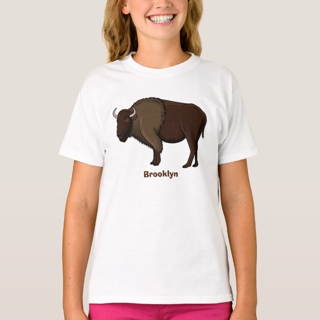 illustration av den amerikanska bison buffalo i ly t shirt (Framsida)