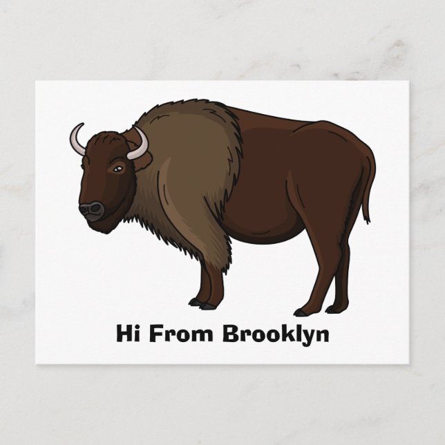 illustration av den amerikanska bison buffalo i ly vykort (Framsida)