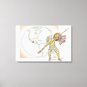 Illustration av den Aztec jaguarkrigare Canvastryck