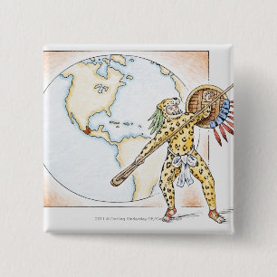 Illustration av den Aztec jaguarkrigare Knapp