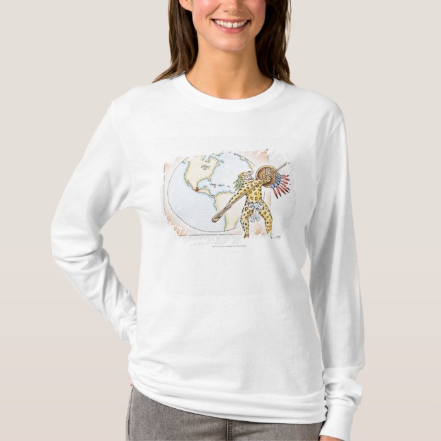 Illustration av den Aztec jaguarkrigare Tee (Framsida)