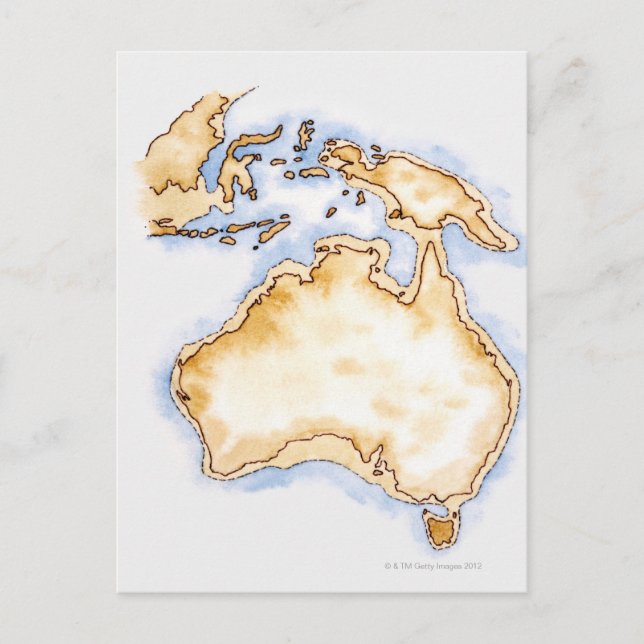 Illustration av den enkla ramen karta i Australien Vykort (Framsida)