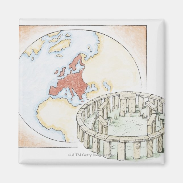 Illustration av den gamla stencirkeln framför magnet (Framsidan)