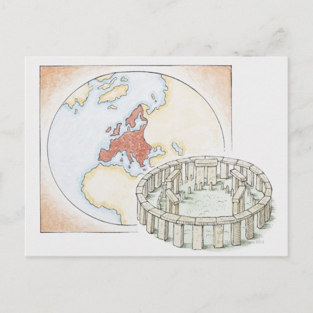 Illustration av den gamla stencirkeln framför vykort (Framsida)
