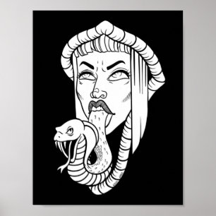 Illustration av den gotiska Woman Black Snake Tung Poster