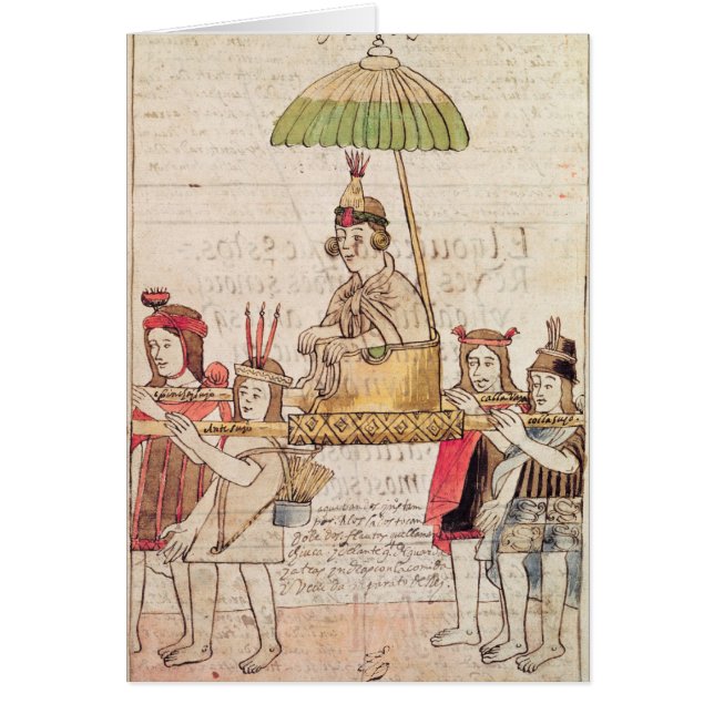Illustration av den Huascar incaen Hälsningskort (Framsidan)
