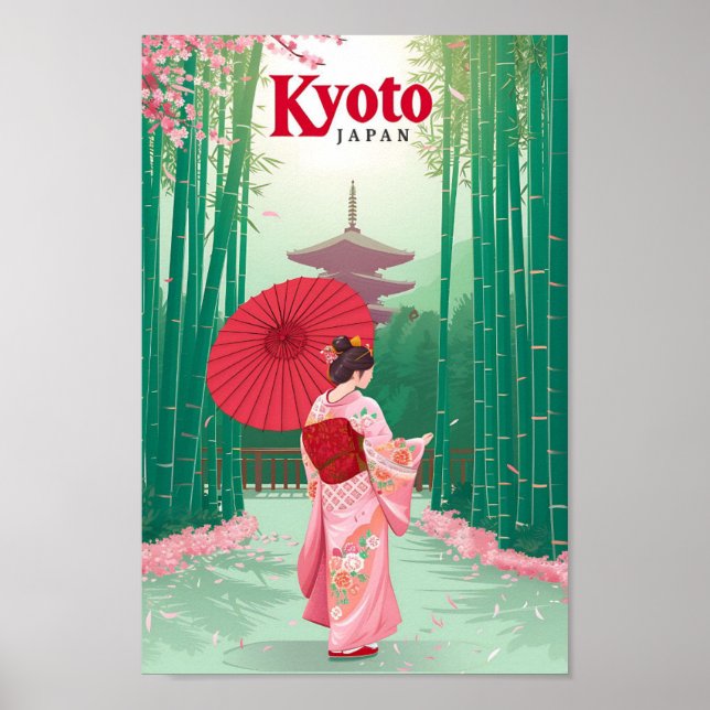 Illustration av den japanska Vintagen Art Travel Poster (Framsidan)