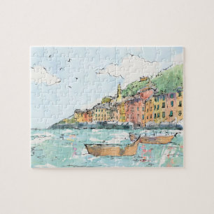 Illustration av den Porofino hamnen Pussel