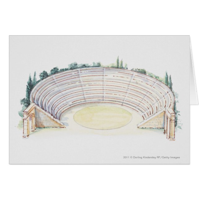 Illustration av den romerska amfiteatern hälsningskort (Framsidan Horizontal)