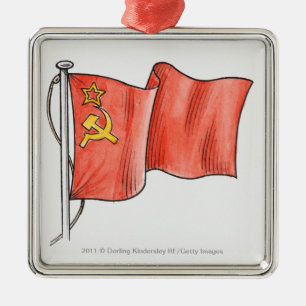 Illustration av den sovjetiska flagga julgransprydnad metall