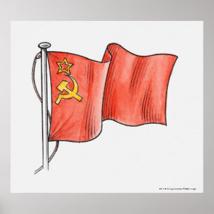 Illustration av den sovjetiska flagga poster