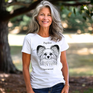 Illustration av den svarta linjen Papillon Porträt T Shirt