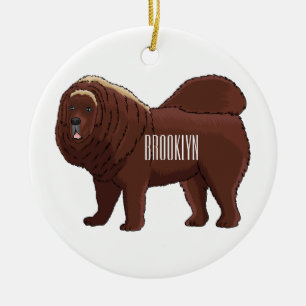 illustration av den tibetanska Mastiff-hund teckna Julgransprydnad Keramik