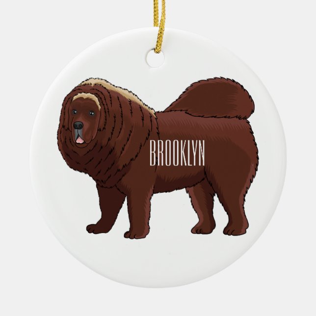 illustration av den tibetanska Mastiff-hund teckna Julgransprydnad Keramik (Framsidan)