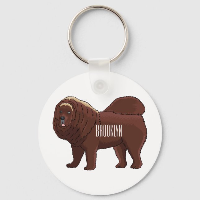 illustration av den tibetanska Mastiff-hund teckna Nyckelring (Framsida)