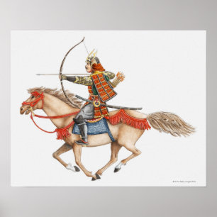 Illustration av den tidiga Samuraikrigare på Poster