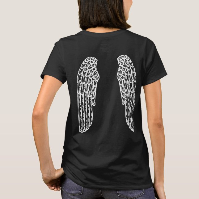 illustration av den vita Angel vingar fantasykonst T Shirt (Baksida)