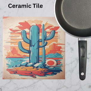 Illustration av Desert Cactus Kakelplatta