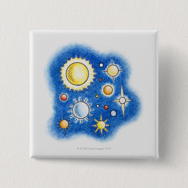 Illustration av det sol- systemet knapp (Framsida)