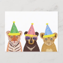 Illustration av djur i party vykort