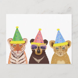 Illustration av djur i party vykort