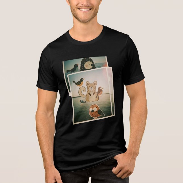 Illustration av djur och fåglar - naturen-Th T Shirt (Framsida)