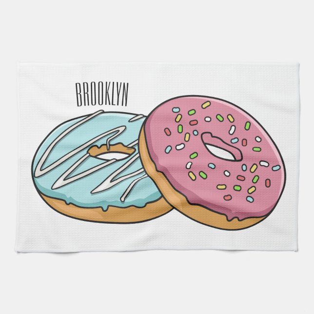 illustration av Donut-tecknaden Kökshandduk (Horisontell)