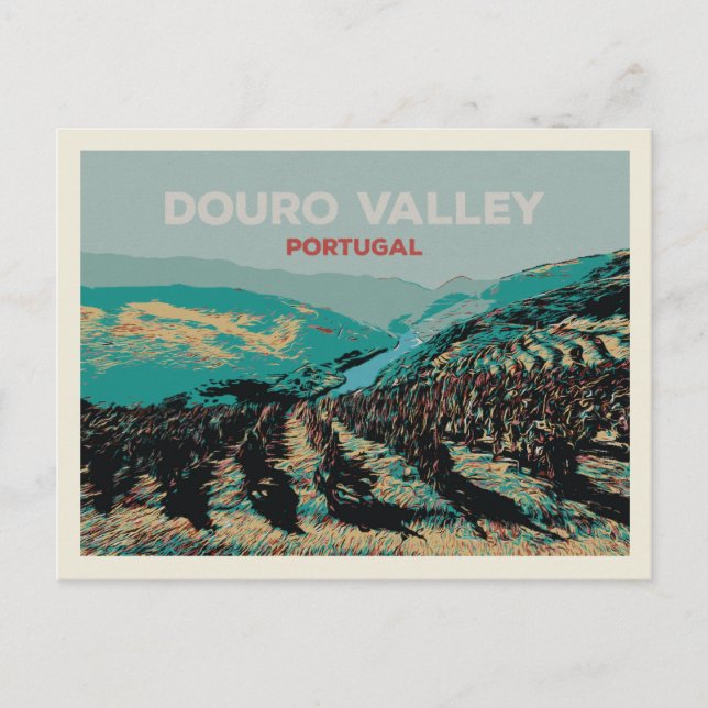 Illustration av Douro-dalen, Portugal Vykort (Framsida)