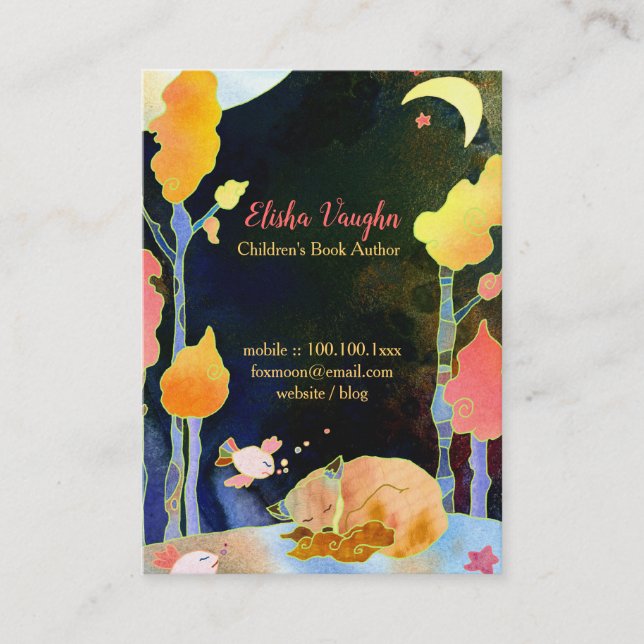 Illustration av Dreaming Woodland Fox Visitkort (Framsida)