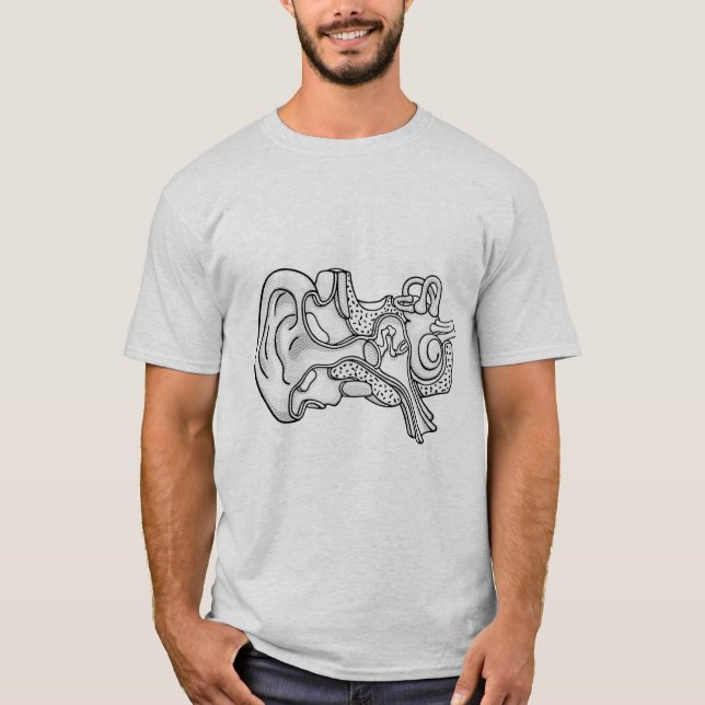 Illustration av duplexet mänskligt öron t shirt (Framsida)