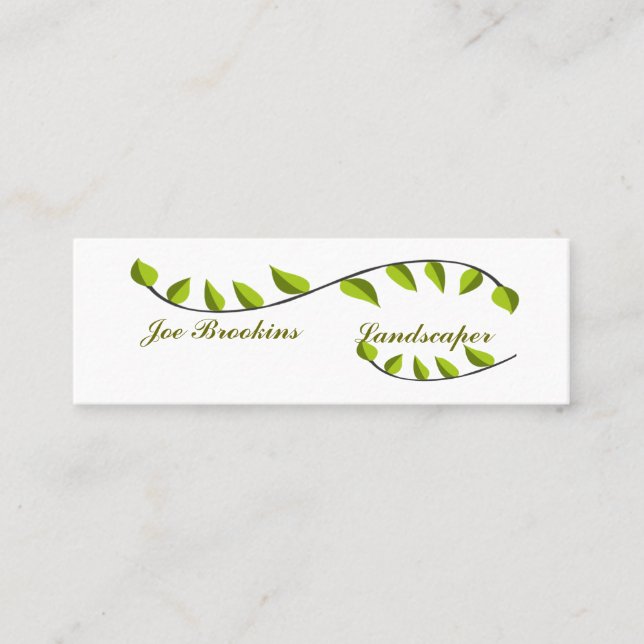 Illustration av ekologiska Gröntar Löv Mini Visitkort (Framsida)