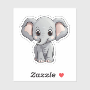 illustration av elefant i tecknad klistermärken