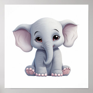 illustration av elefant i tecknad poster