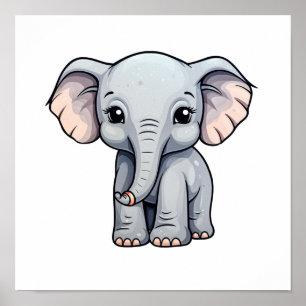 illustration av elefant i tecknad poster