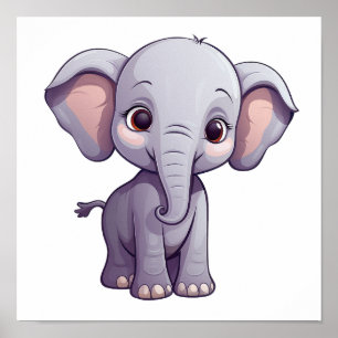 illustration av elefant i tecknad poster
