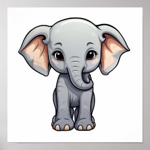 illustration av elefant i tecknad poster