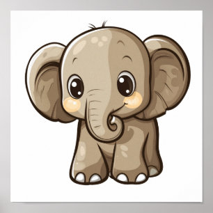 illustration av elefant i tecknad poster